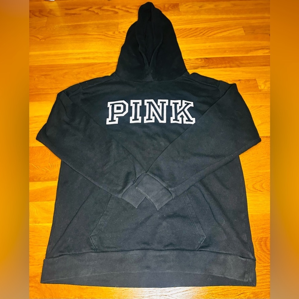 PINK Victoria’s Secret Black Pullover Hoodie Sweatshirt Size Small - Picture 1 of 10